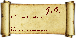 Güns Orbán névjegykártya